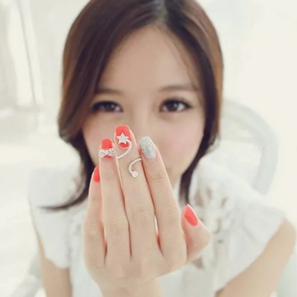 Silver Star Rhinestone Crystal Adjustable - Picture 2 of 5